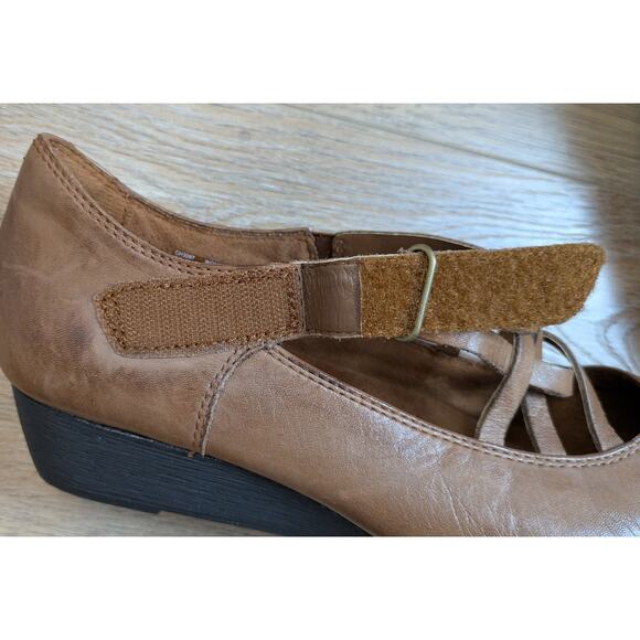 Rockport Cobb Hill Leather Wedge Heels 9.5 Brown Mary Jane Strappy Comfort Shoe - Picture 7 of 11